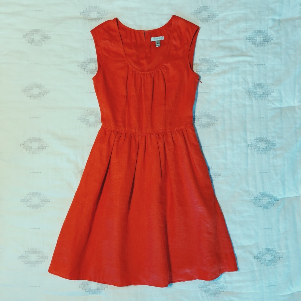 J Crew Coral Linen Dress (Size 00)